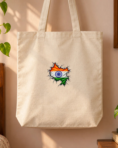 Bharat Unbroken iron-on patch on clothes