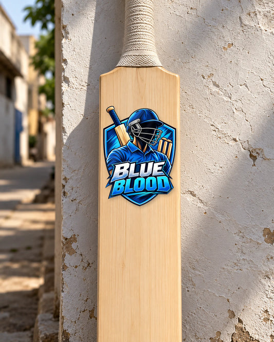Blue Blood cricket bat patch on a bat