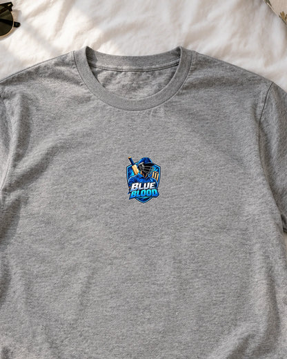 Blue Blood iron-on patch on clothes