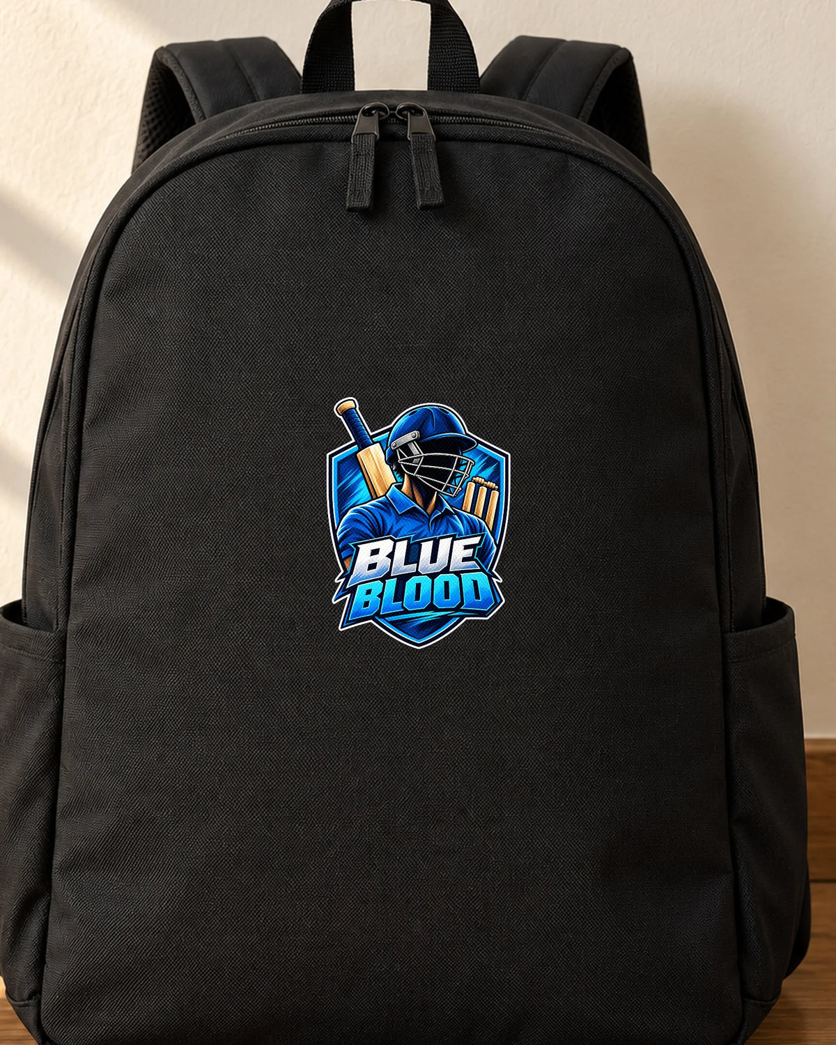 Blue Blood iron-on patch on clothes