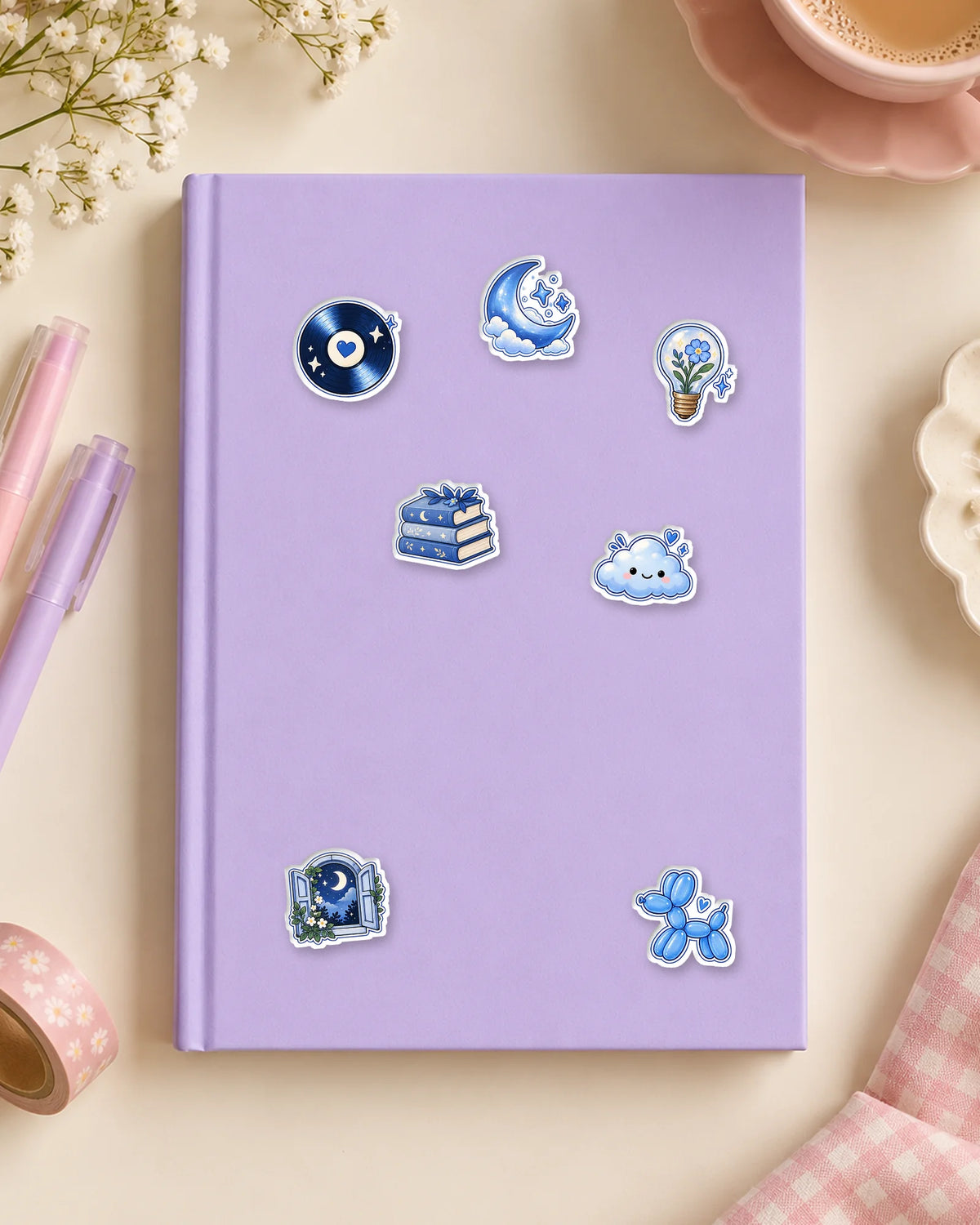 Blue Mood mini patches on a journal