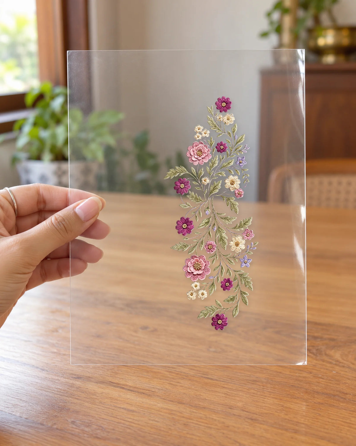 Blush Botanica hard surface patch on clear film