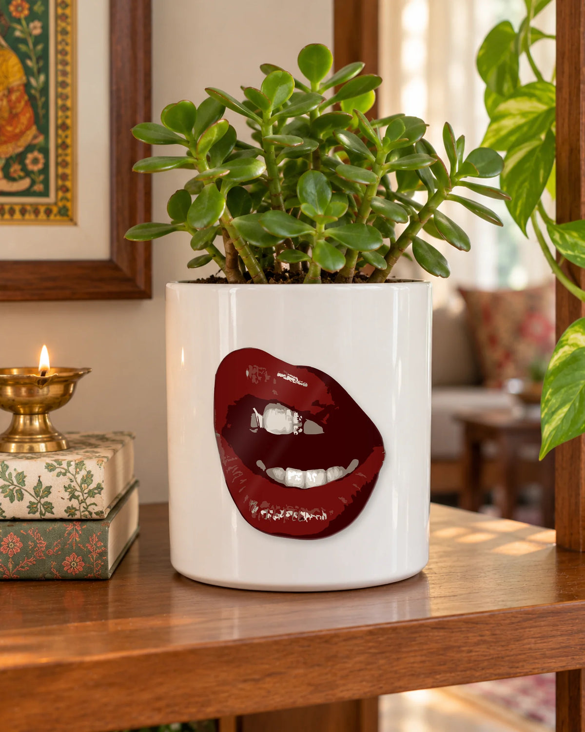 Bold & Unbothered Lips sticker mockup