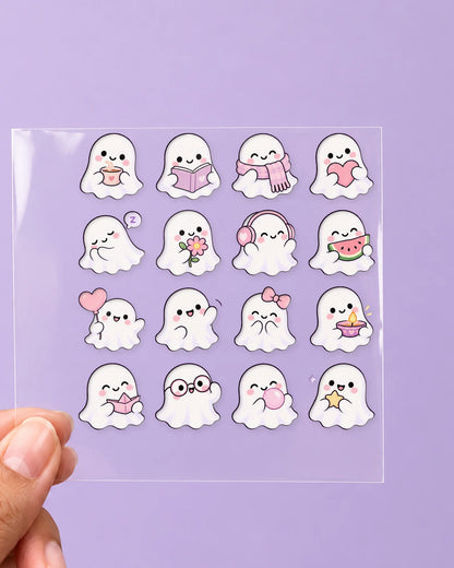 Boo Crew mini hard surface patch sheet on clear film