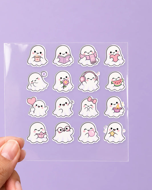Boo Crew mini hard surface patch sheet on clear film