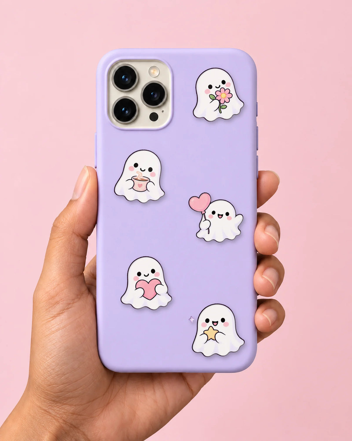 Boo Crew mini patches on a phone case