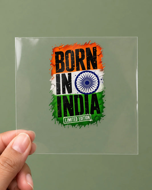 Born in India Grunge hard surface patch on clear film