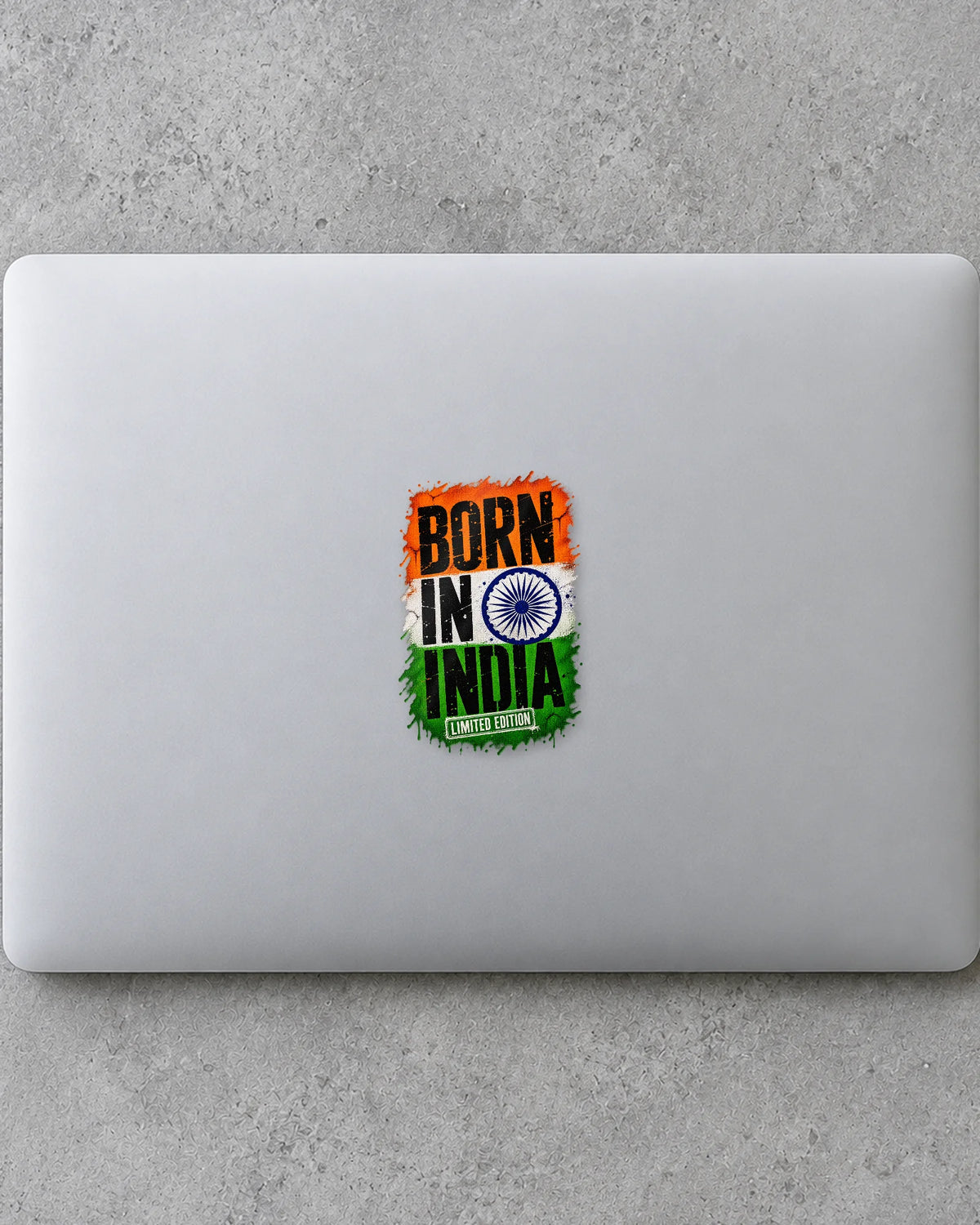 Born in India Grunge hard surface patch mockup
