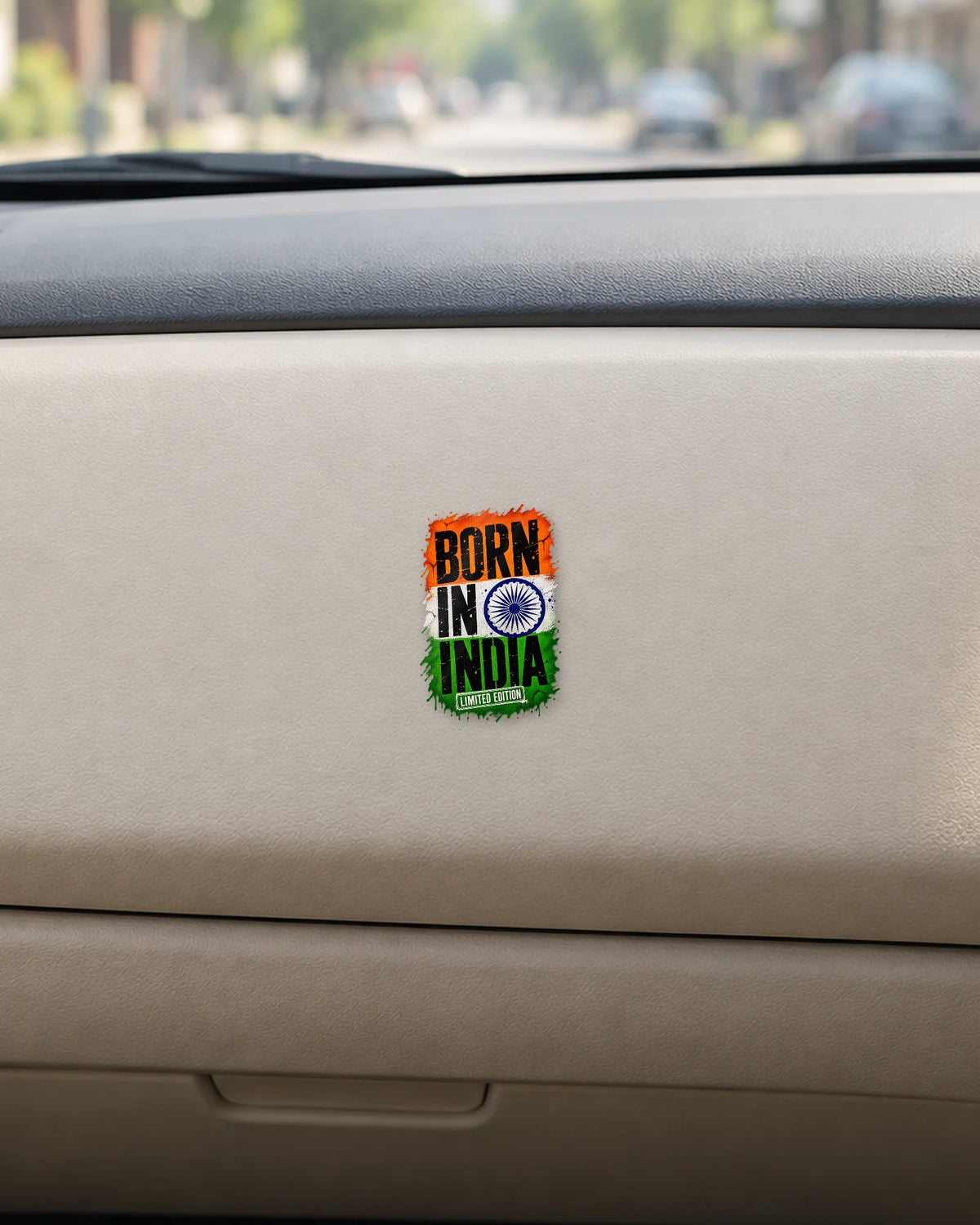 Born in India Grunge hard surface patch mockup