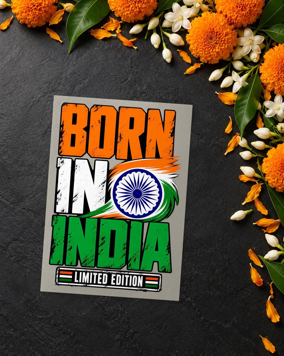Born in India iron-on patch transfer