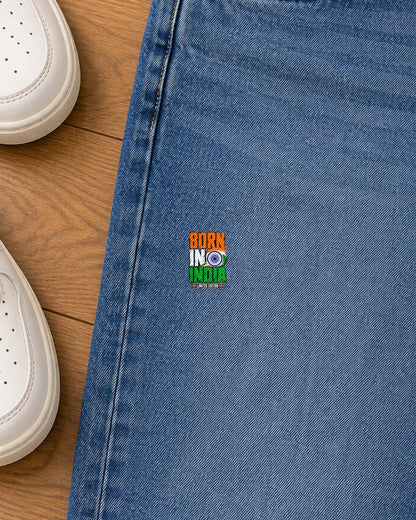 Born in India iron-on patch on clothes