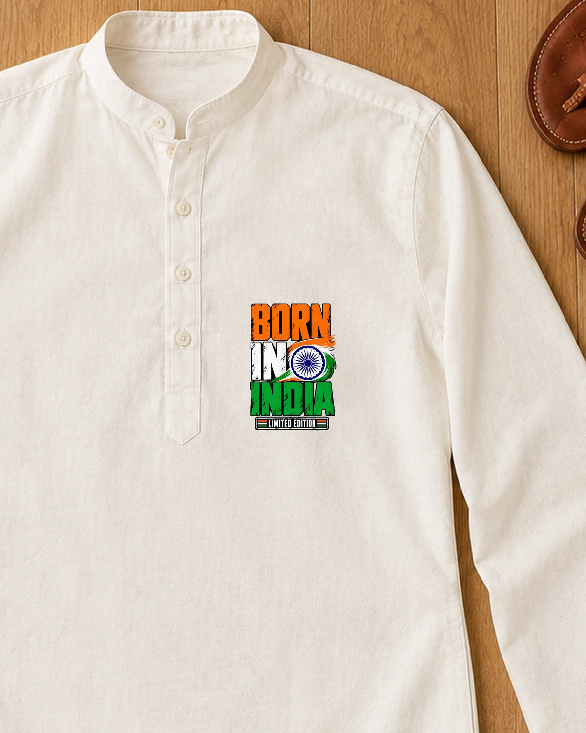 Born in India iron-on patch on clothes