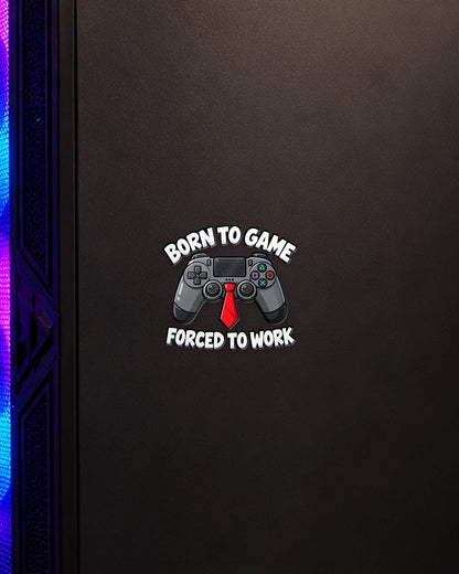 Born To Game gamer patch on a gaming PC cabinet