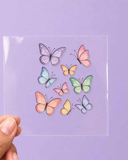 Butterfly Garden: all pieces on clear film