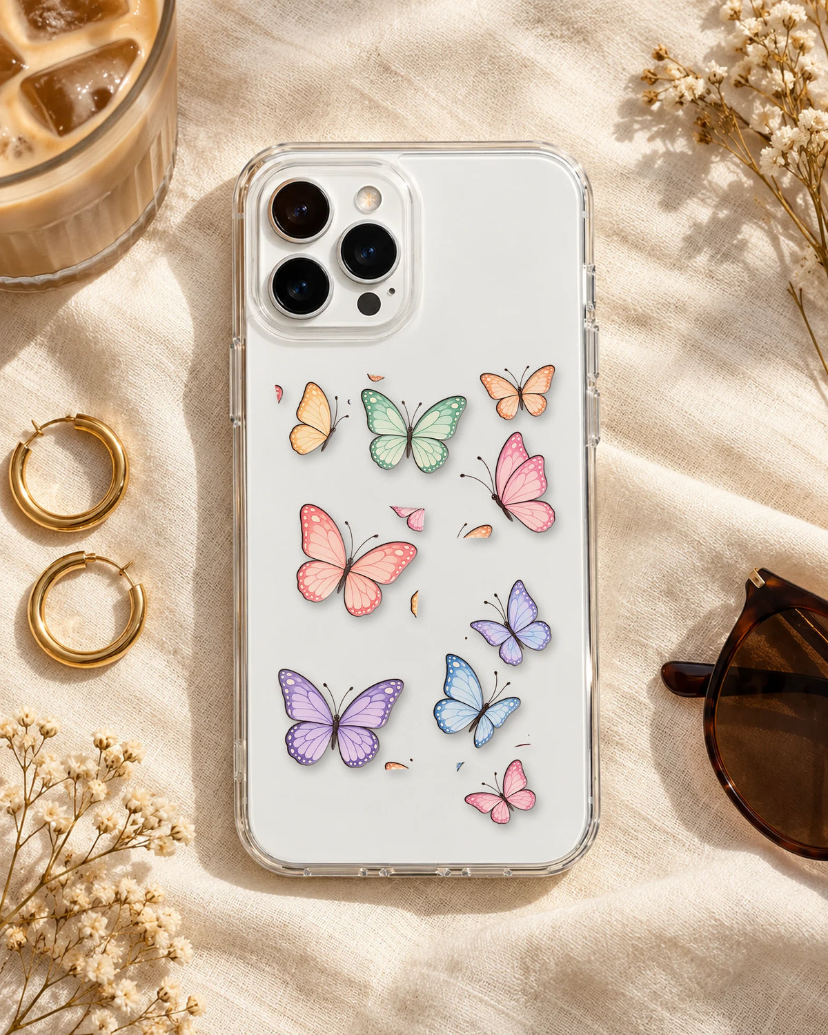 Butterfly Garden pieces arranged on a phone
