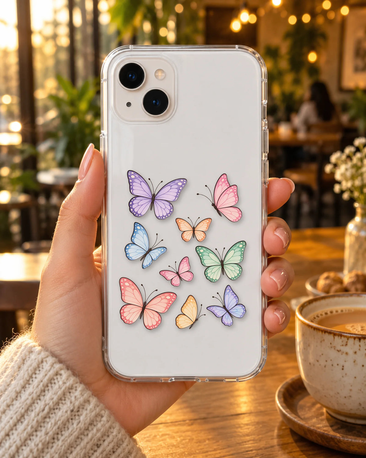 Butterfly Garden on a phone at a cafe