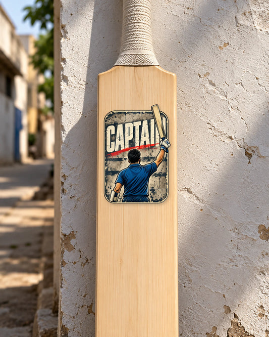 Captain Saab cricket bat patch on a bat
