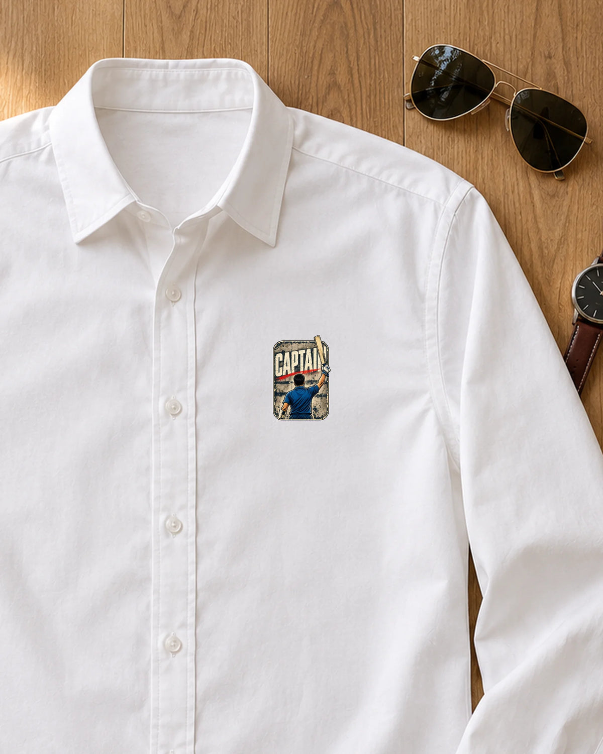 Captain Saab iron-on patch on clothes