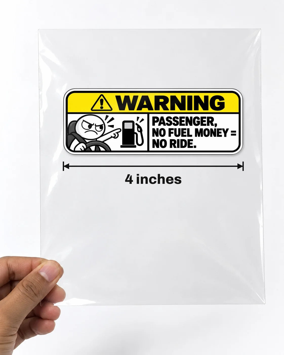 No Fuel Money No Ride car patch on a car