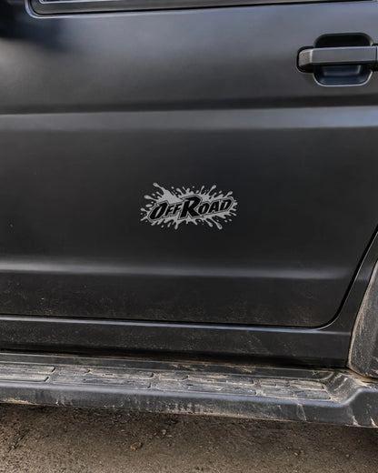 Off Road car patch in white on a car