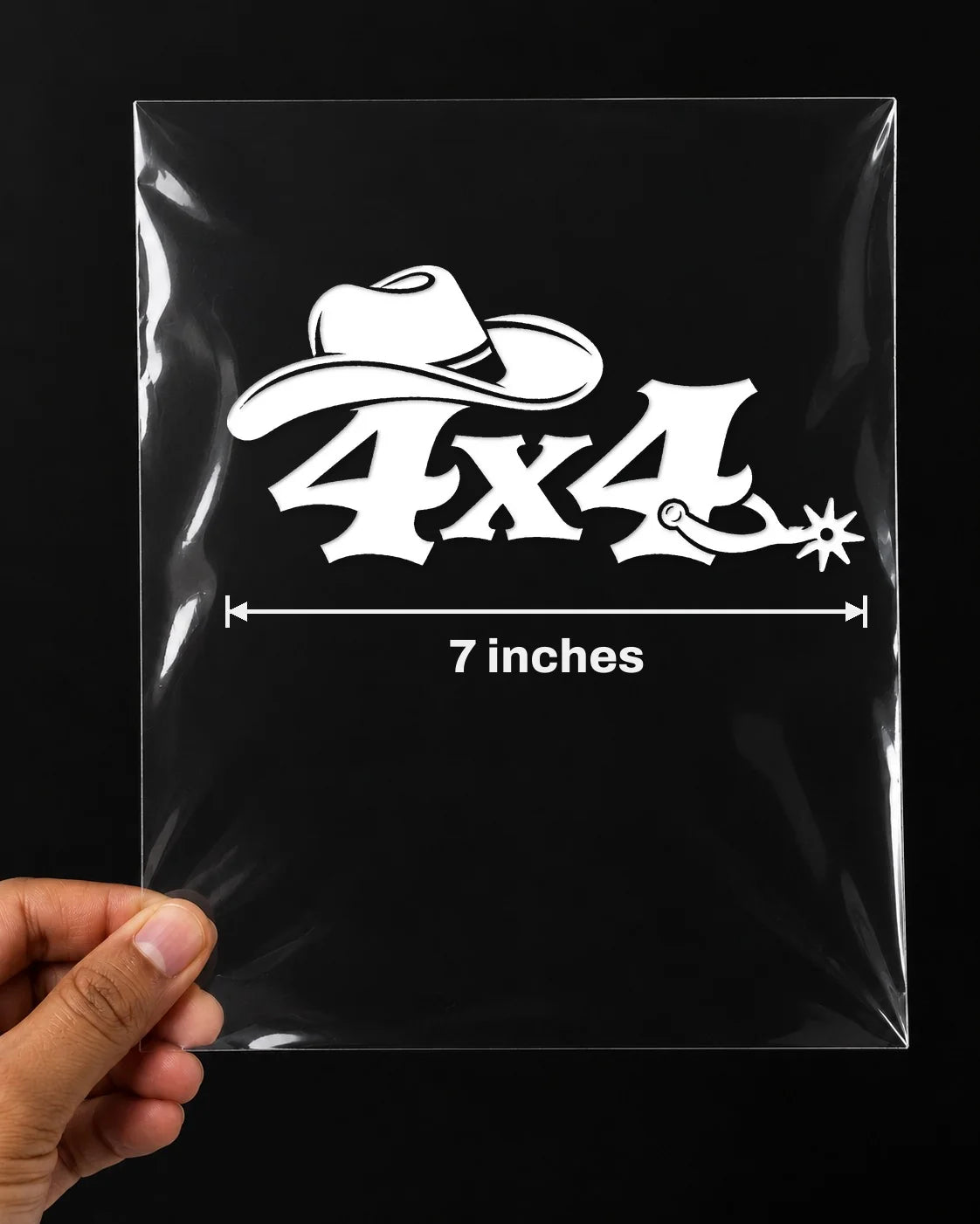 4x4 Cowboy car patch in white on a car