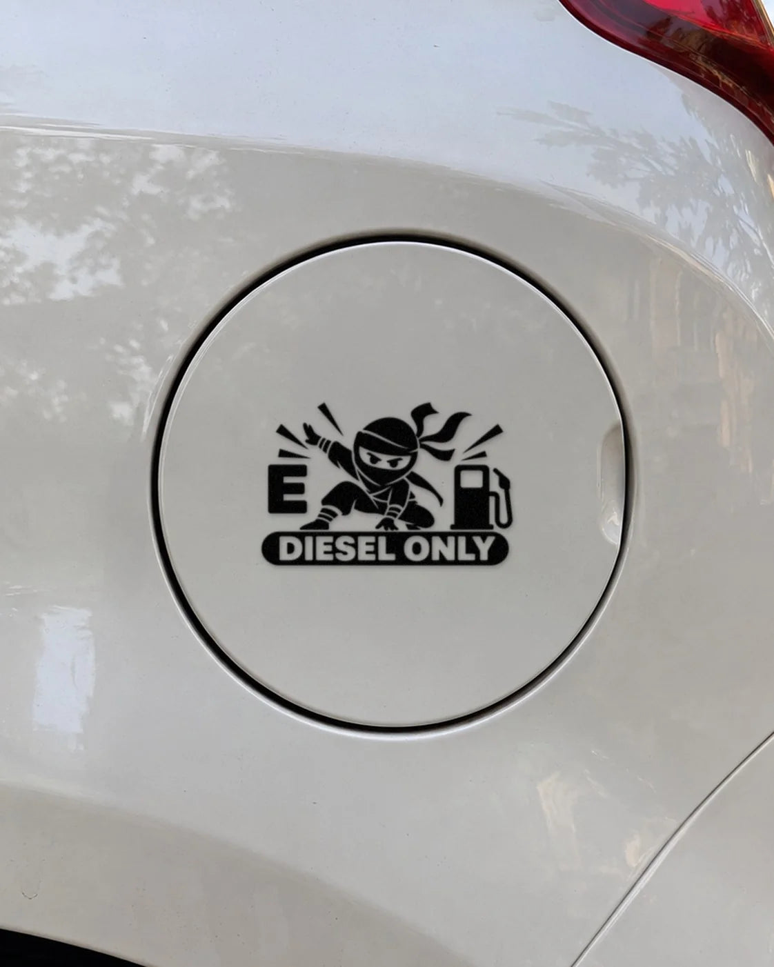 Diesel Ninja car patch in black on a car