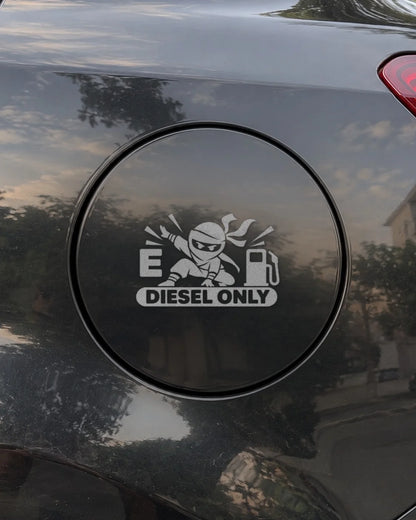 Diesel Ninja car patch in white on a car