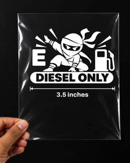 Diesel Ninja car patch in white on a car