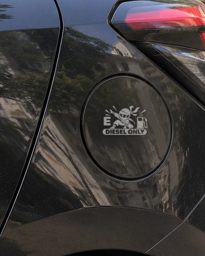 Diesel Ninja car patch in white on a car