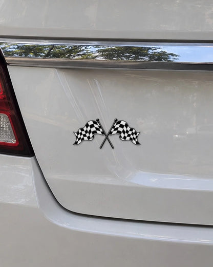 Race Flags car patch in black on a car