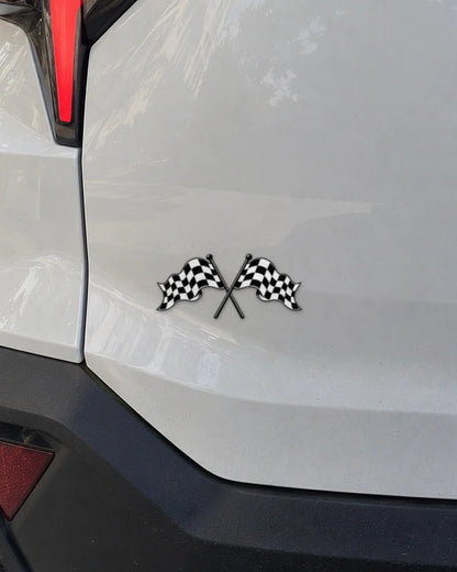 Race Flags car patch in black on a car