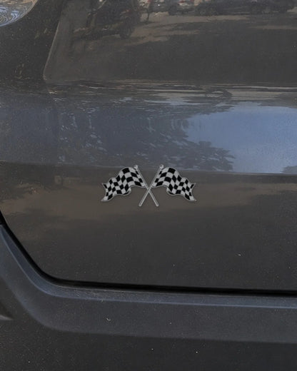 Race Flags car patch in white on a car
