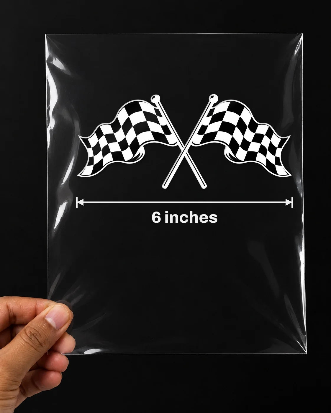 Race Flags car patch in white on a car