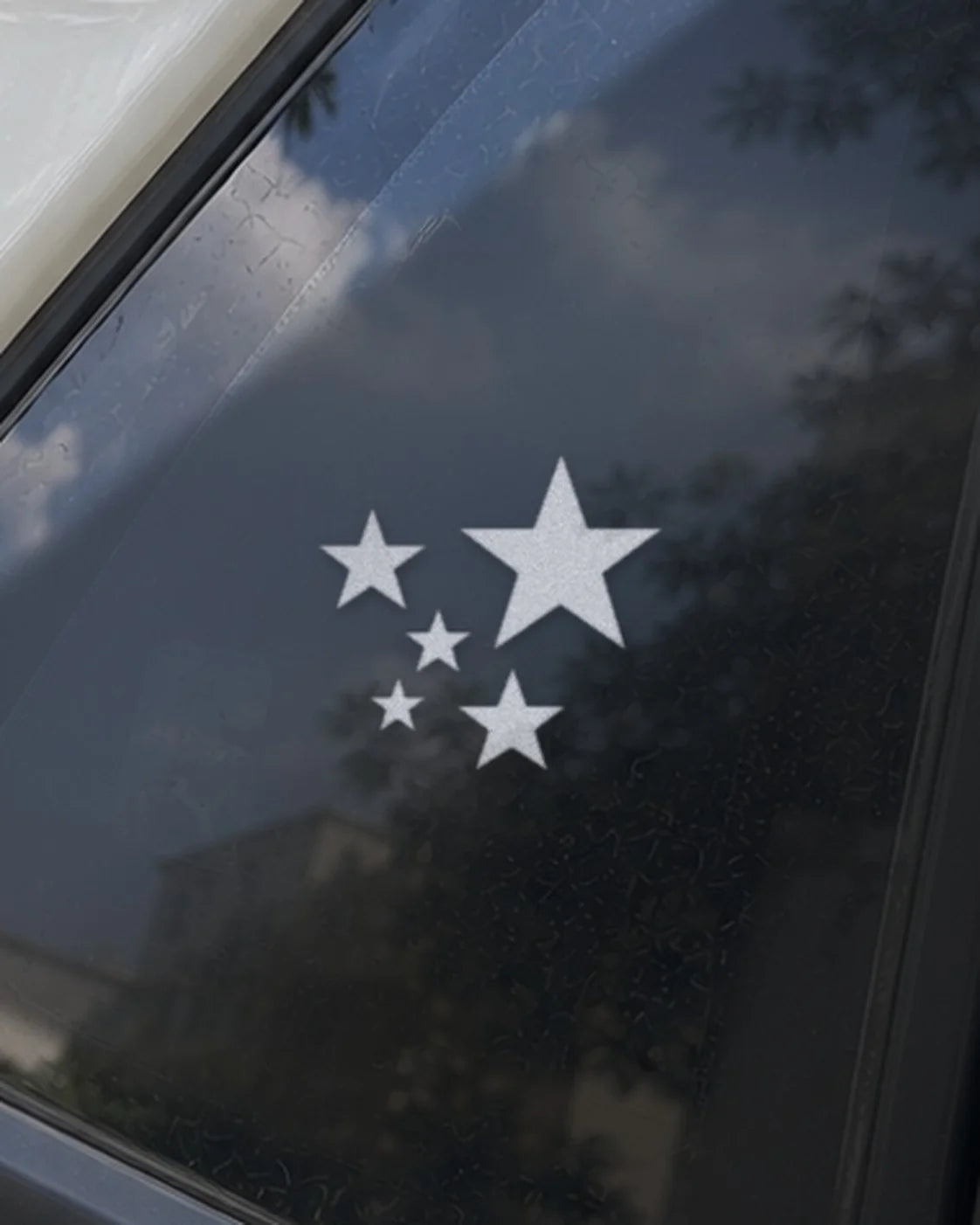 Star Cluster car patch in white on a car