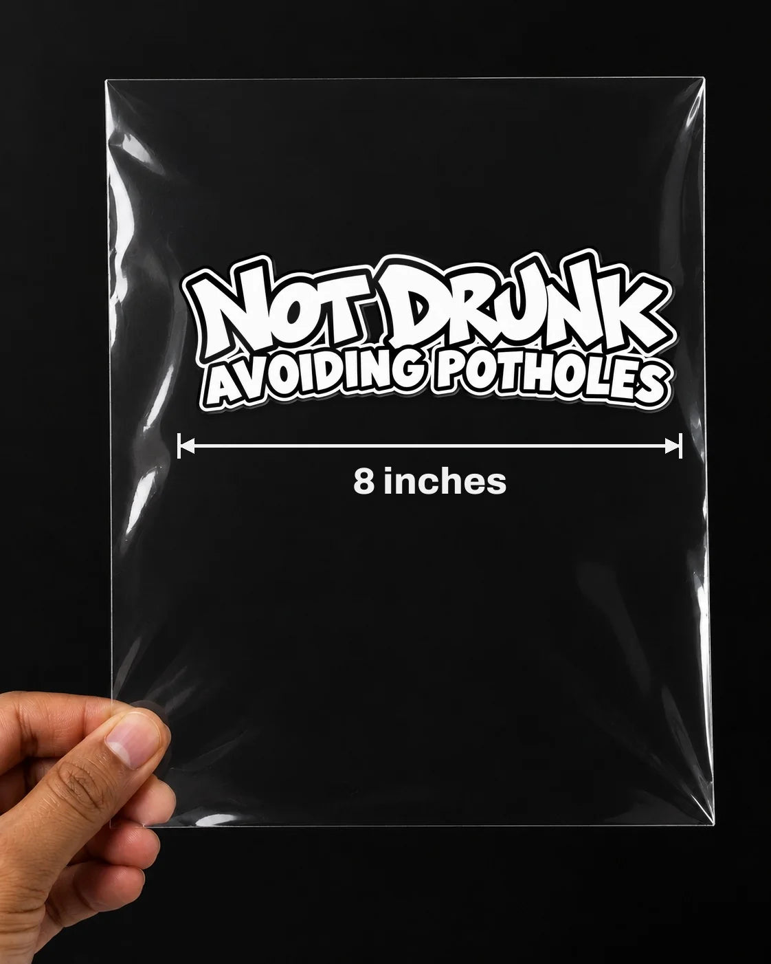 Not Drunk Avoiding Potholes car patch in white on a car