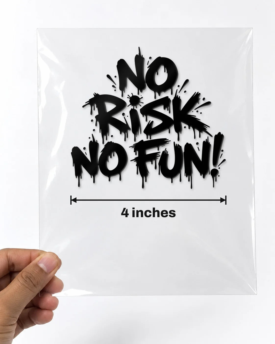No Risk No Fun car patch in black on a car