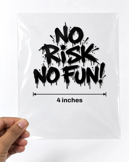 No Risk No Fun car patch in black on a car
