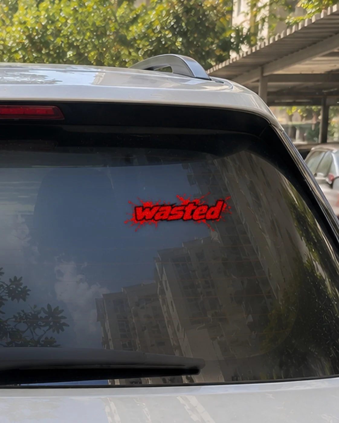 Wasted car patch on a car