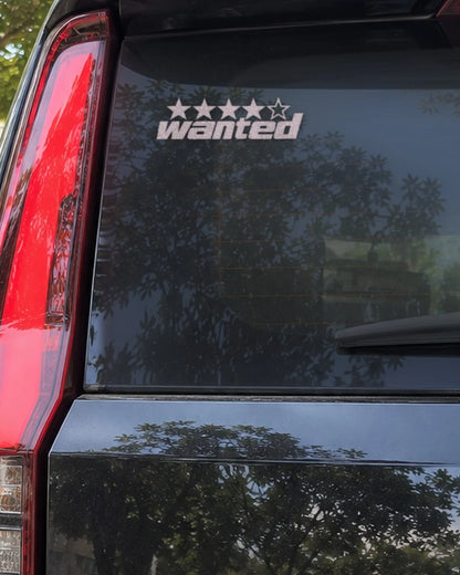 Wanted car patch in white on a car