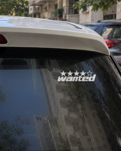Wanted car patch in white on a car