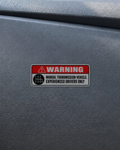 Manual Only Warning car patch on a car