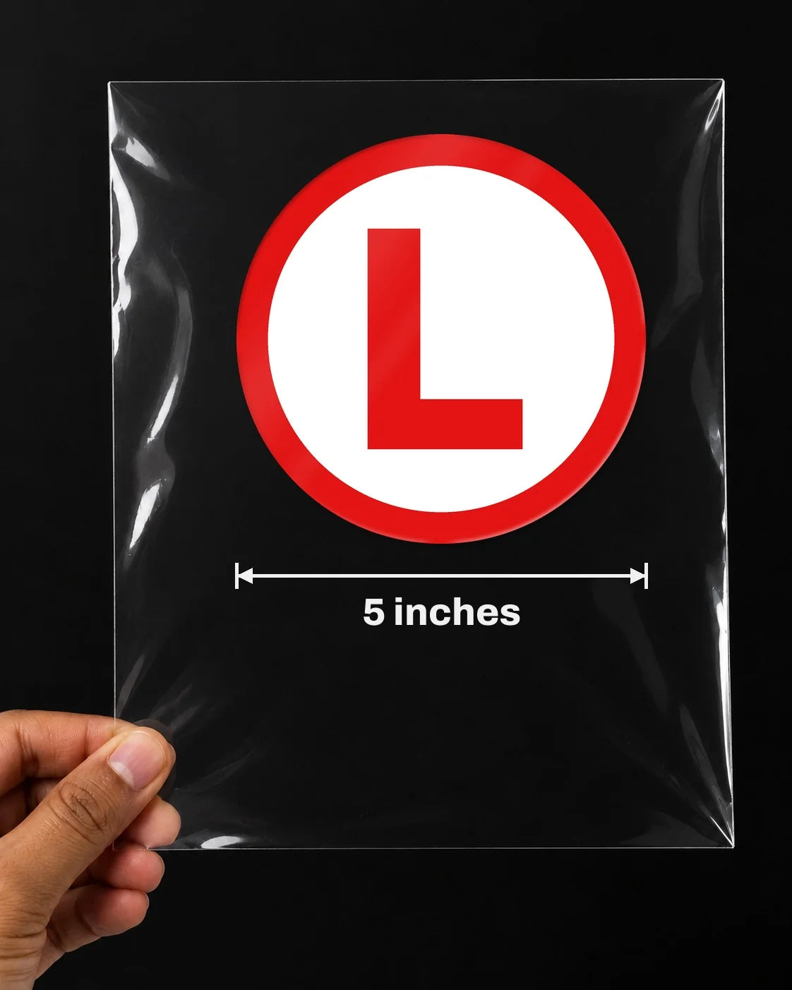 Learner L car patch on a car