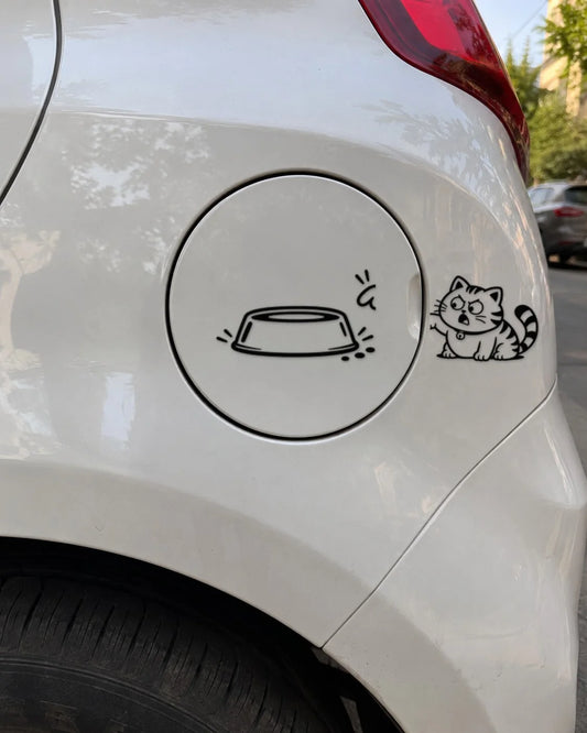 Hungry Cat car patch in black on a car