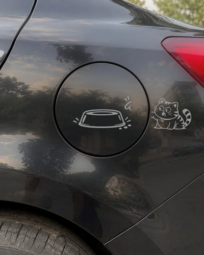 Hungry Cat car patch in white on a car