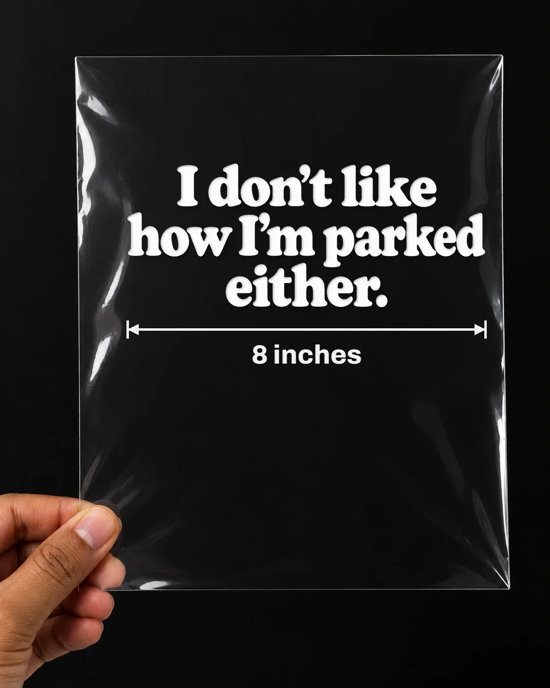 Parked Either car patch in white on a car
