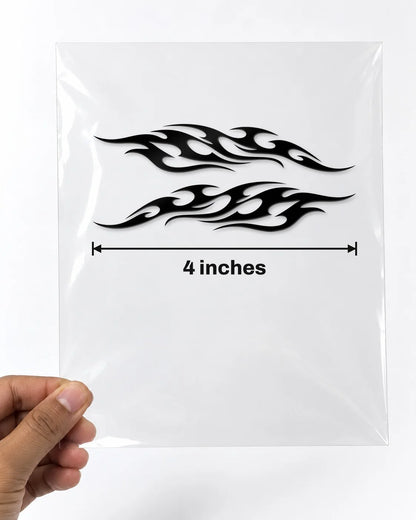 Mirror Flames car patch in black on a car