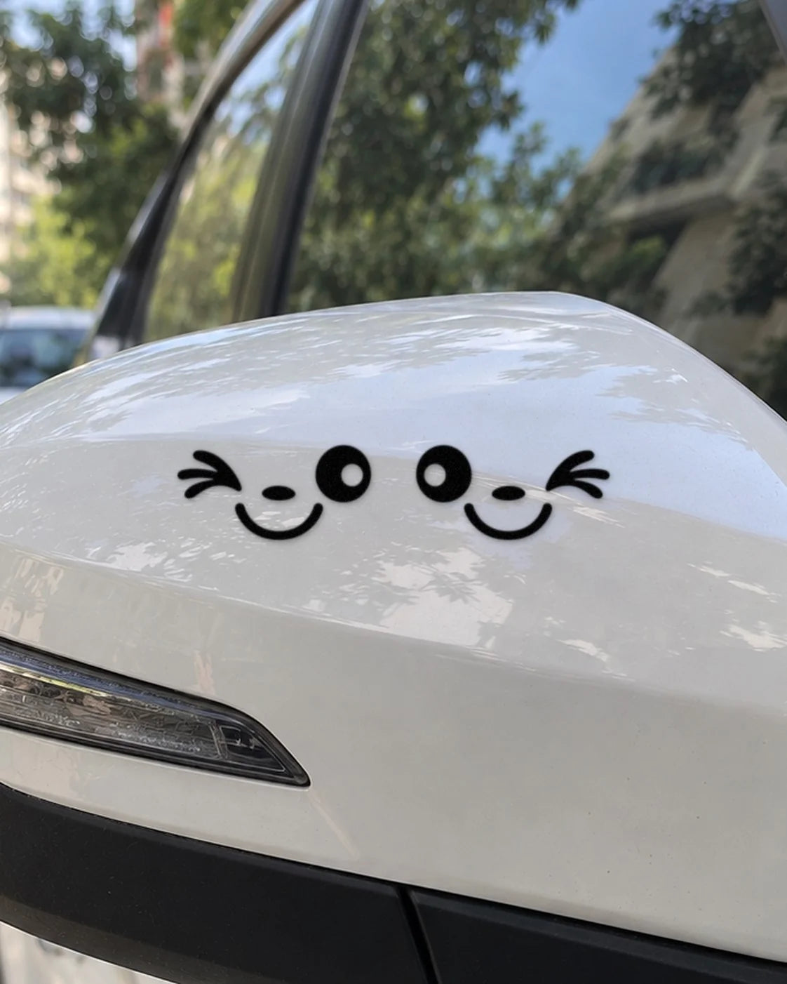 Wink Mirrors car patch in black on a car