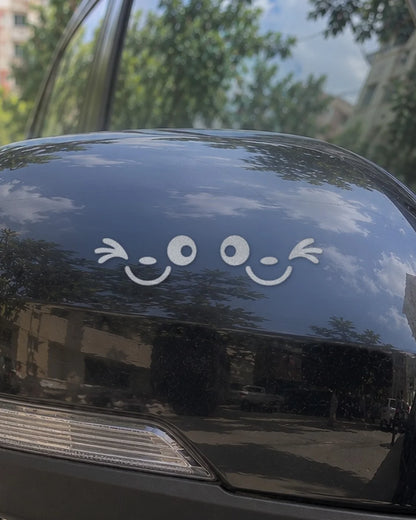 Wink Mirrors car patch in white on a car