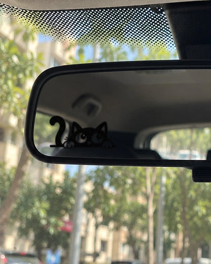 Mirror Cat car patch in black on a car