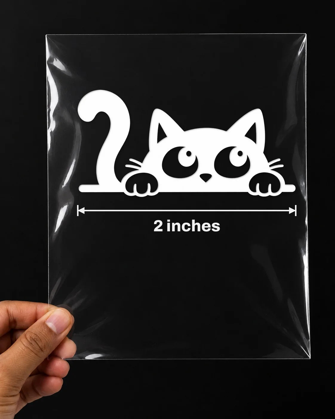 Mirror Cat car patch in white on a car